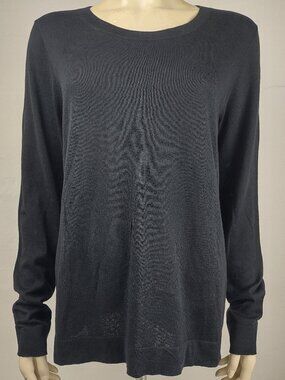 NWT J. Crew black 100% Cotton lightweight round neck Teddie sweater ladies Large